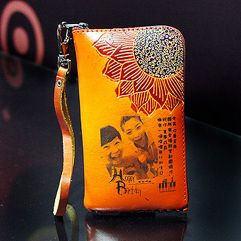 皮革零錢包-太陽長型零錢包